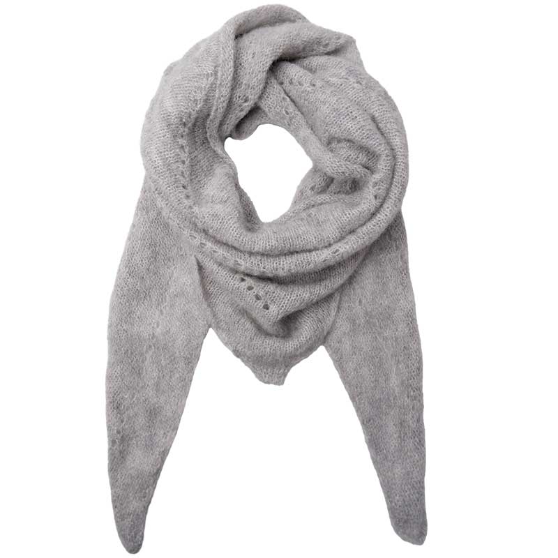 Black Colour BCDell Knitted Mini Scarf Lt. Grey - J BY J Fashion