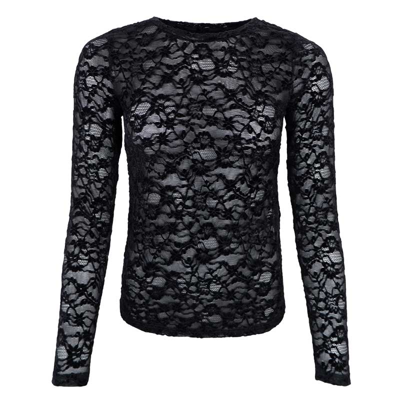 Black Colour BCSolene Lace Blouse Black - J BY J Fashion