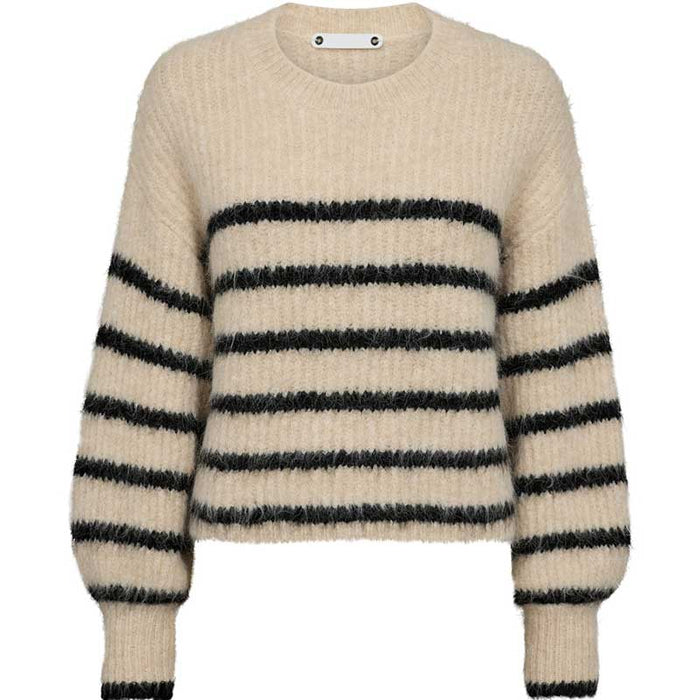 Co Couture CoralieCC Crop Stripe O-Knit BoneBlack