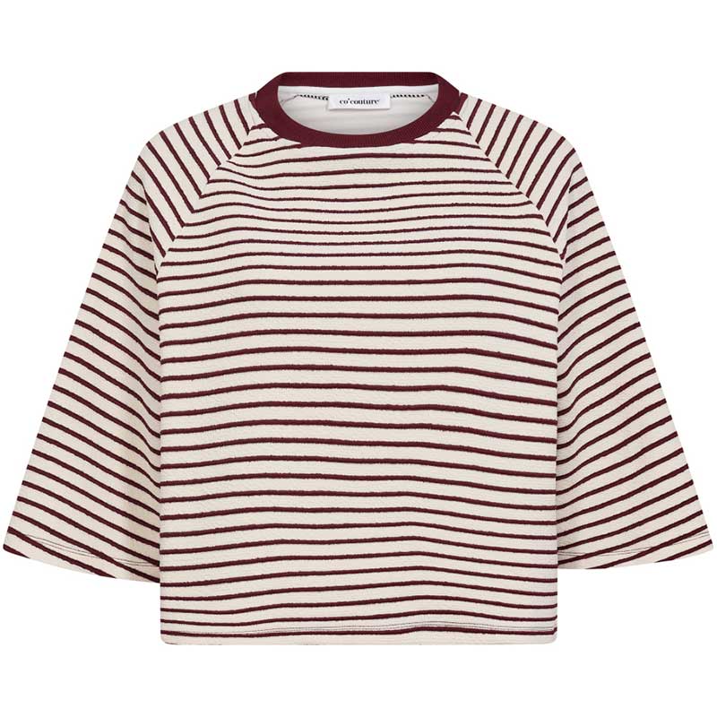 Co Couture ErinCC Stripe Tee WhiteBurgundy