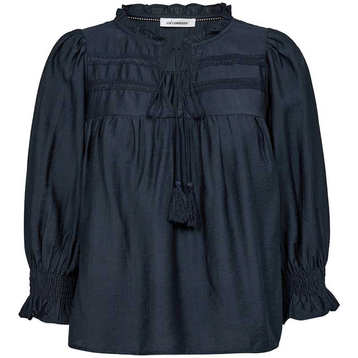 Co Couture HeraCC Tie Lace SS Blouse Navy