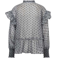 Co Couture KatinkaCC Dot V-Frill Blouse Grå - J BY J Fashion