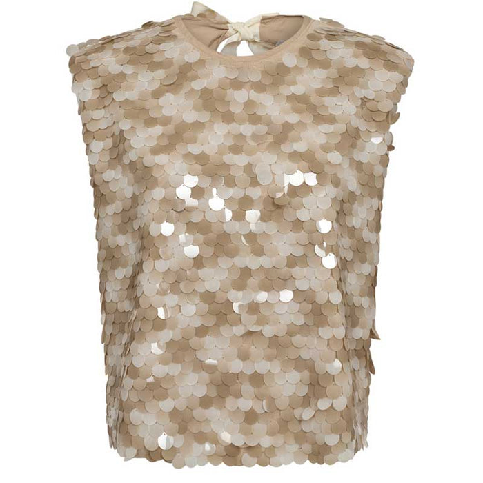 Co Couture MaxiCC Sequin Bow Top Champagne