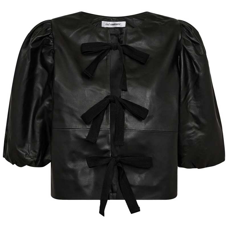 Co Couture PhoebeCC Leather Bow Blouse Black - J BY J Fashion