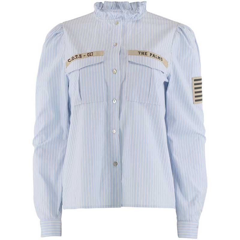 Continue Mili Stripe Patch Shirt Blue Stripe