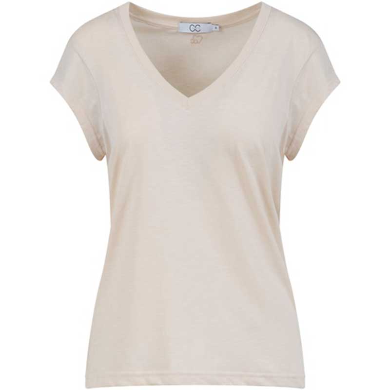 Coster Copenhagen CCH1101 V-Neck T-Shirt 241 Creme - J BY J Fashion