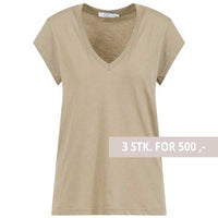 Coster Copenhagen CCH1101 V-Neck T-Shirt 406 Sand Olive - J BY J Fashion