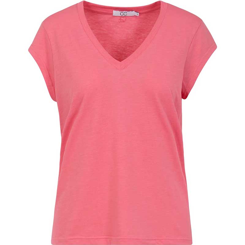 Coster Copenhagen CCH1101 V-Neck T-Shirt 637 Coral Paradise - J BY J Fashion