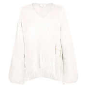 Hést Sofie V-Neck Sweater Off-White - J BY J Fashion