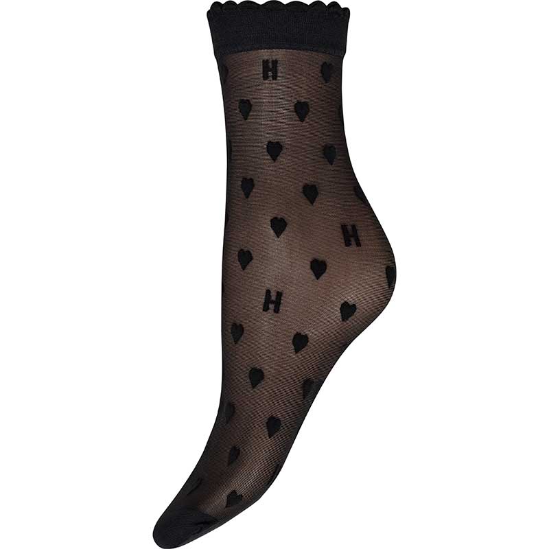 Hype The Detail 21040-75-1100 Socks Hearts 20DEN Black - J BY J Fashion