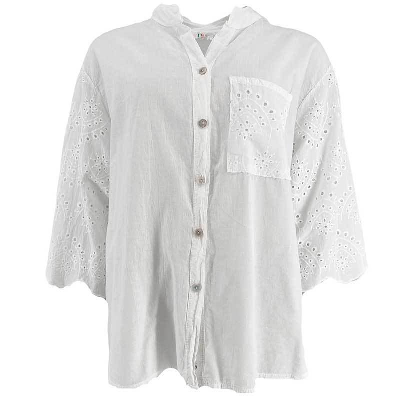 J BY J 83815 Embroidery Shirt Hvid - J BY J Fashion