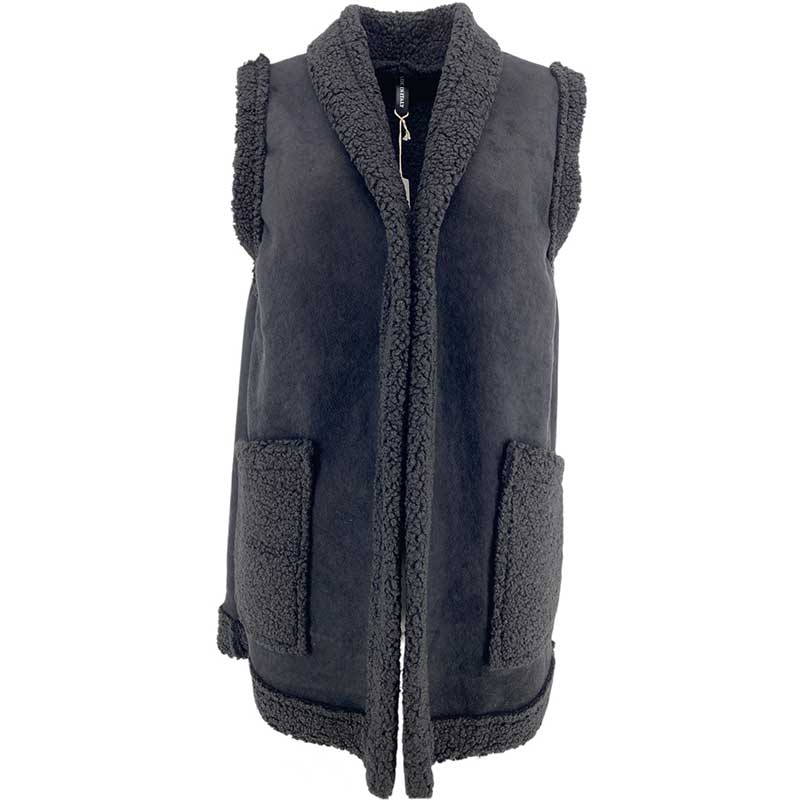 J By J 26968 Teddy Vest Black - J BY J Fashion