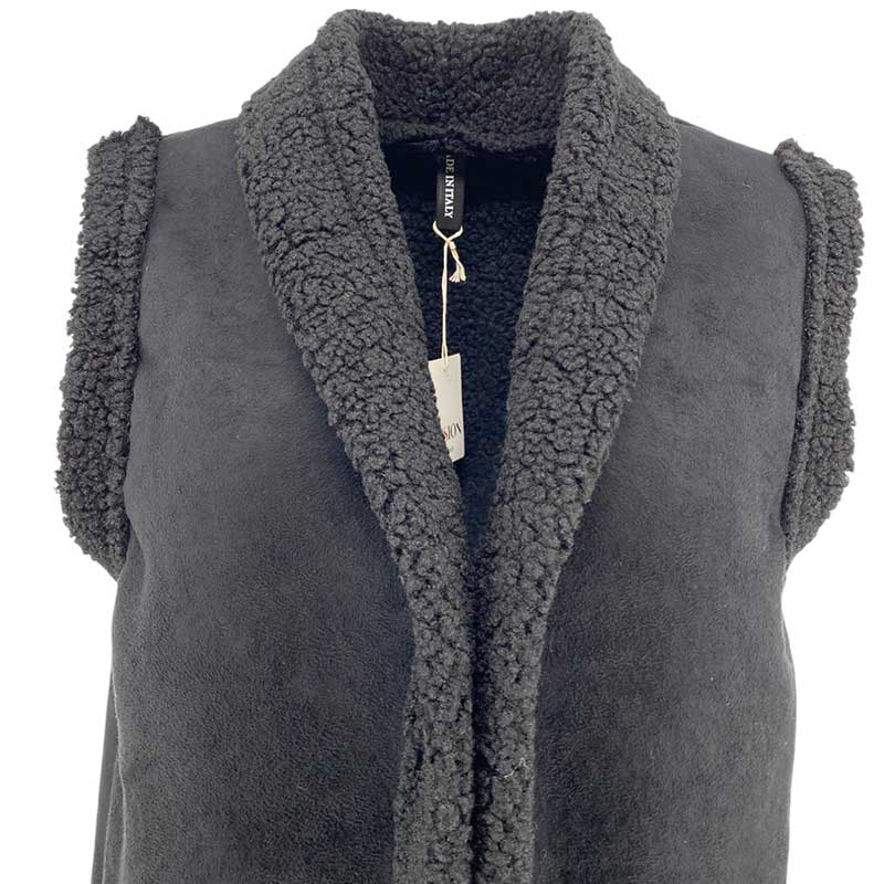 J By J 26968 Teddy Vest Black - J BY J Fashion