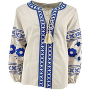 J By J 3672 Embroidery Blouse Sand - J BY J Fashion