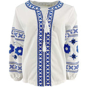 J By J 3672 Embroidery Blouse White - J BY J Fashion