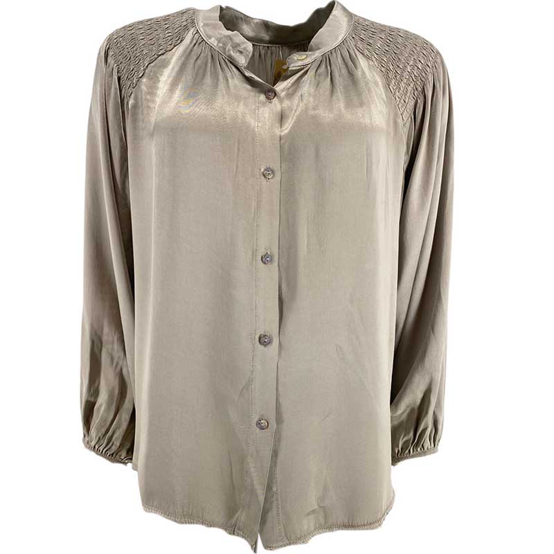 J By J 4901 Satin Shirt Grey - J BY J Fashion