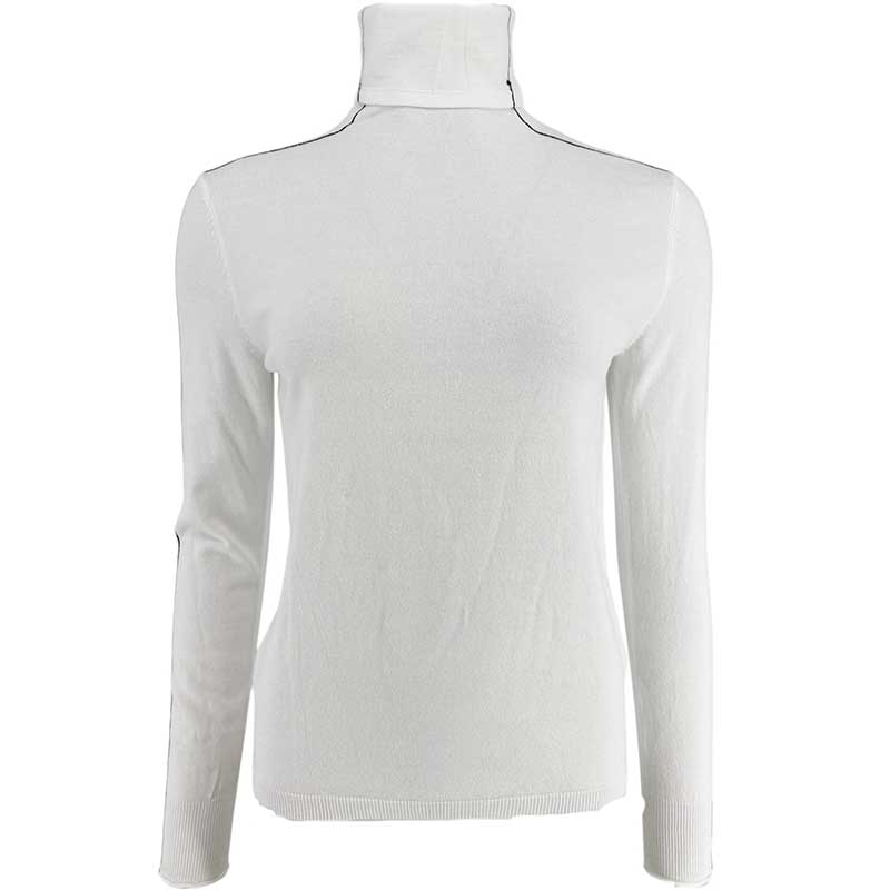 J By J 6082 Viscose Roll Neck Knit White - J BY J Fashion