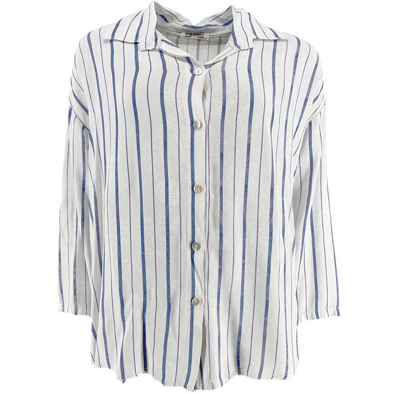 J By J 81381 Striped Viscose Shirt White - J BY J Fashion