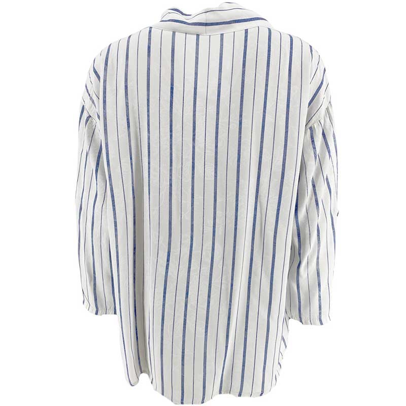 J By J 81381 Striped Viscose Shirt White - J BY J Fashion