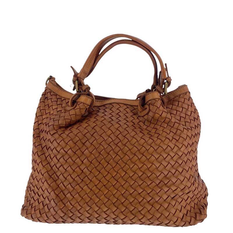 J By J Braided Leather Bag Brown