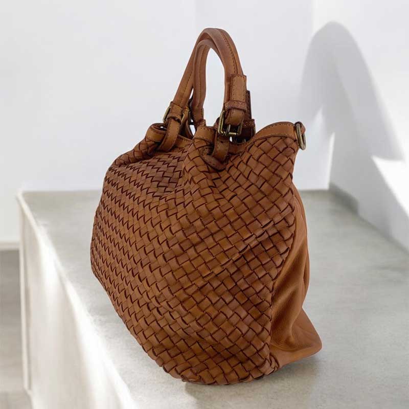 J By J Braided Leather Bag Brown