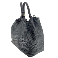 J By J Large Braided Leather Bag Black