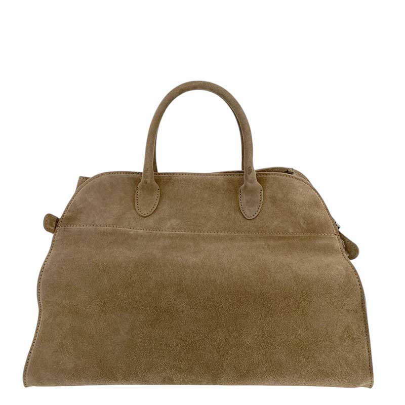 J By J Large Suede Bag Dark Beige