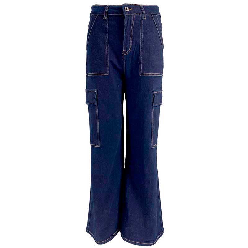 J By J MC-7299 Wide Cargo Jeans Mørkeblå - J BY J Fashion