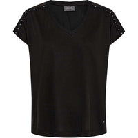 Mos Mosh MMNarelle V-Neck Stud Tee Black - J BY J Fashion