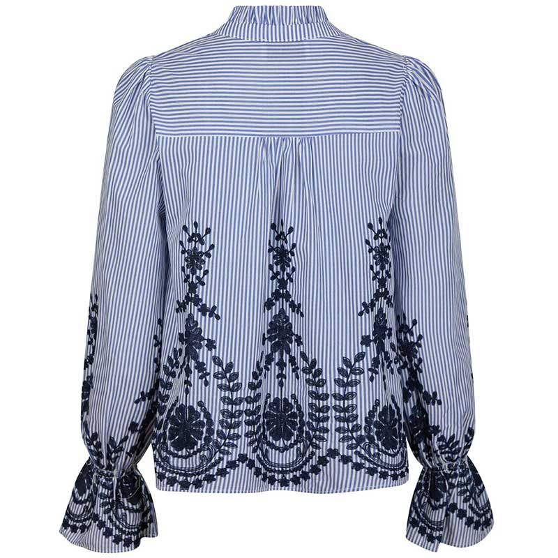 Neo Noir Amara Stripe Emb Blouse Blue - J BY J Fashion