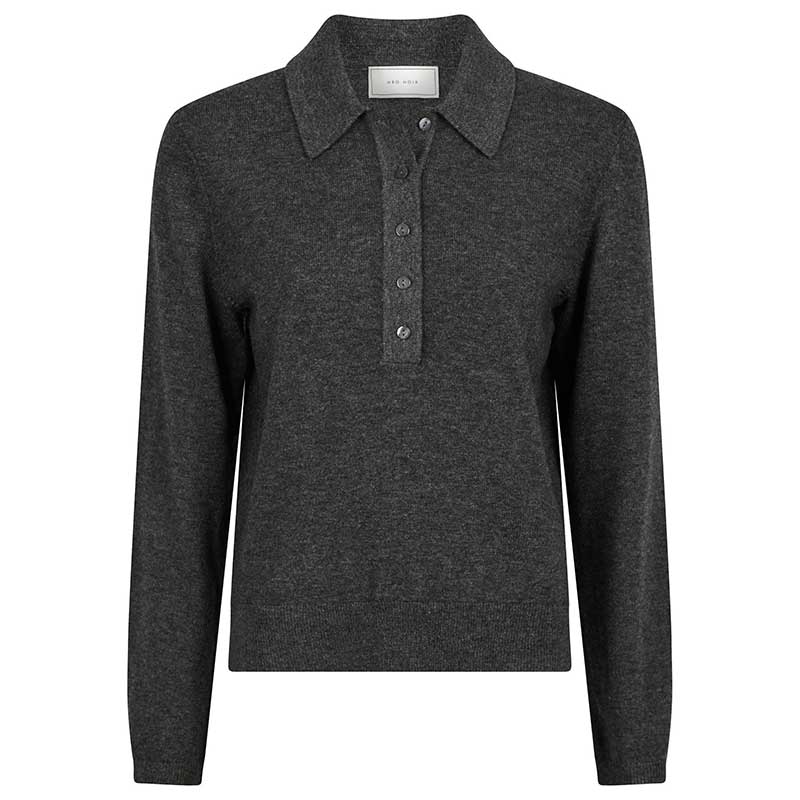 Neo Noir Genea Knit Polo Blouse Antracit - J BY J Fashion