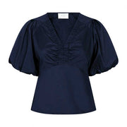 Neo Noir Irina Poplin Blouse Navy - J BY J Fashion