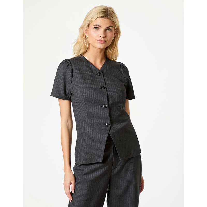 Neo Noir Jules Pinstripe Blouse Antracit