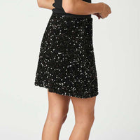 Neo Noir Miva Velvet Sequins Skirt Black - J BY J Fashion