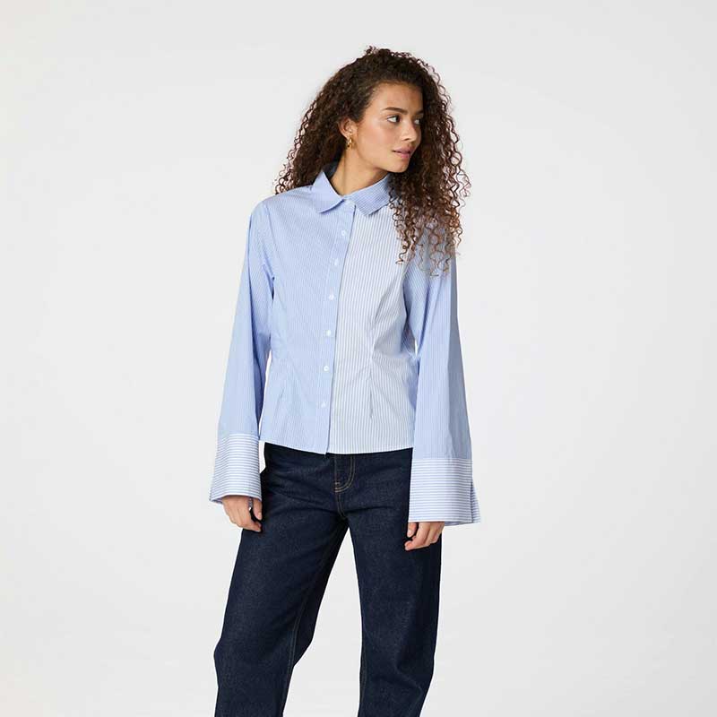 Neo Noir Rosa Mix Stripe Shirt Light Blue - J BY J Fashion