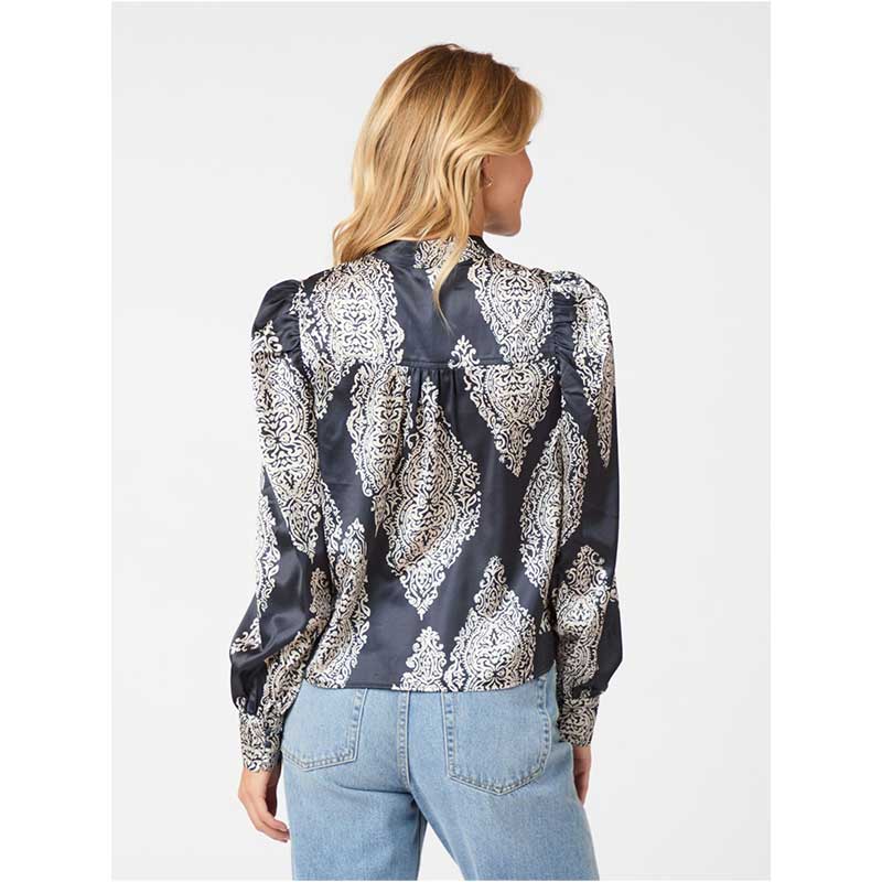 Neo Noir Rosslyn Paisley Drop Blouse Navy