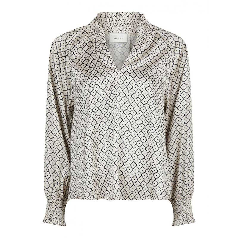 Neo Noir Stone Moroccan Tile Blouse Ivory - J BY J Fashion