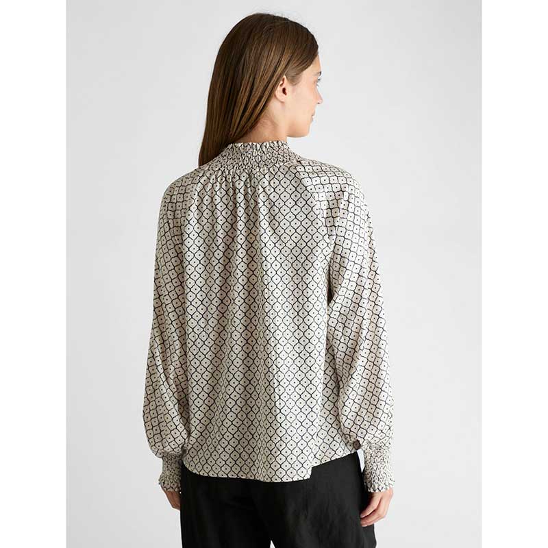 Neo Noir Stone Moroccan Tile Blouse Ivory - J BY J Fashion