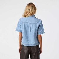 Neo Noir Tiki Denim Shirt Smoke Blue