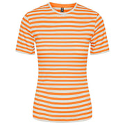 PCRuka SS Top Noos T-Shirt Orange & Hvid - J BY J Fashion