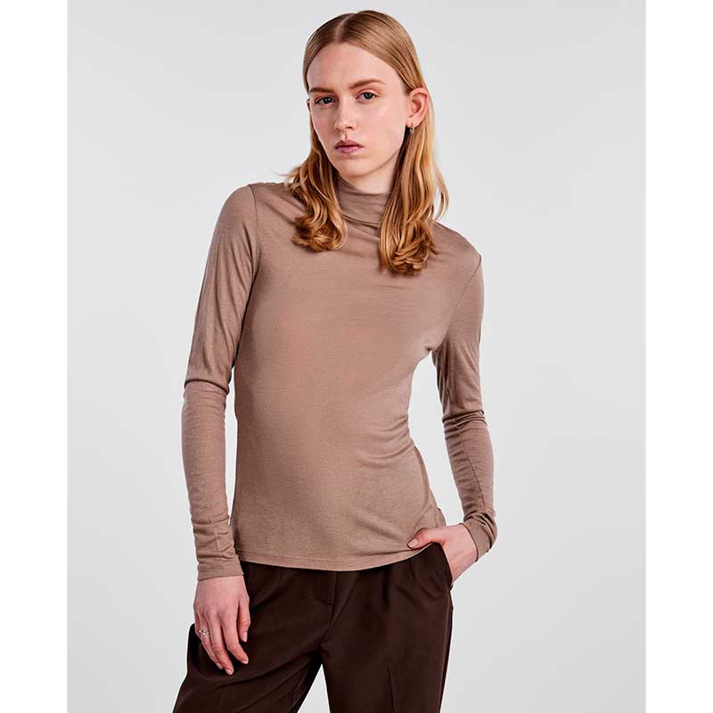 PIECES PCLUX WOOL LS TURTLENECK TOP SAND - J BY J Fashion