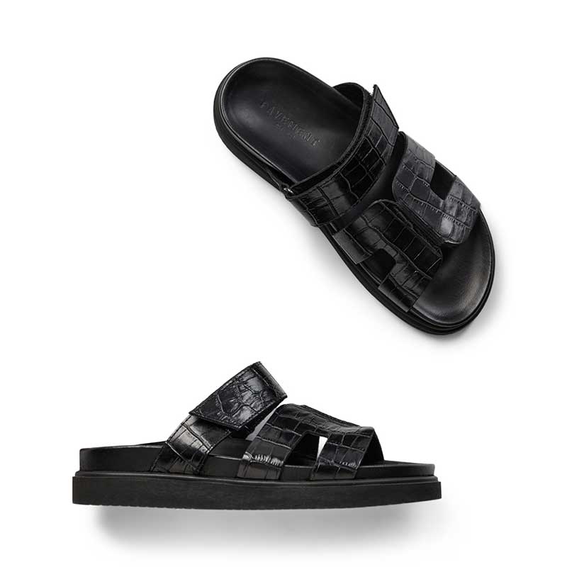 Pavement Maru Croco Sandals Black Croco