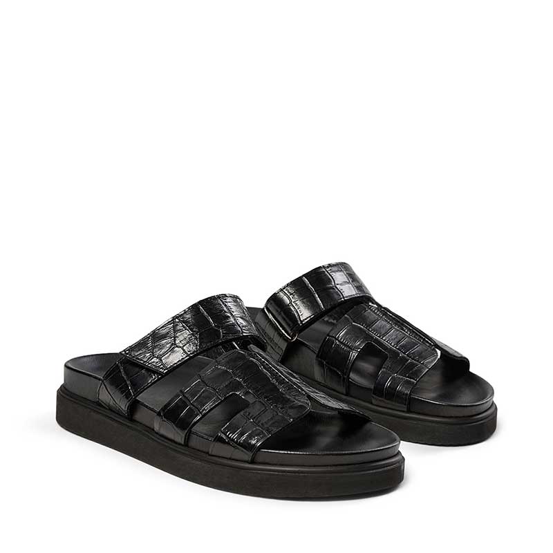 Pavement Maru Croco Sandals Black Croco