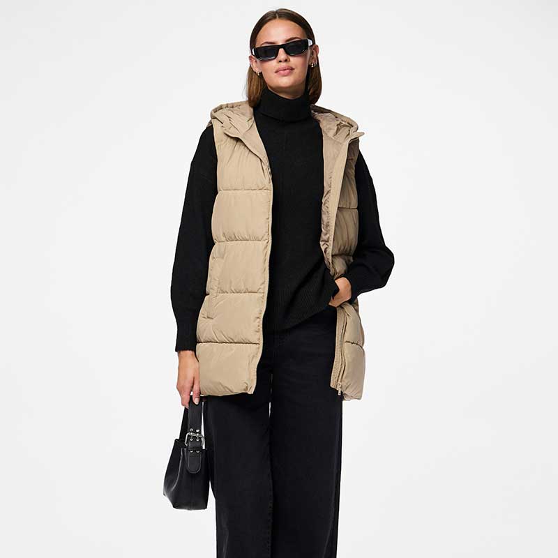 Pieces PCBee New Puffer Vest Noos Silver Mink - J BY J Fashion