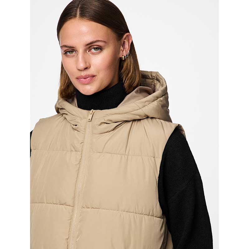 Pieces PCBee New Puffer Vest Noos Silver Mink - J BY J Fashion