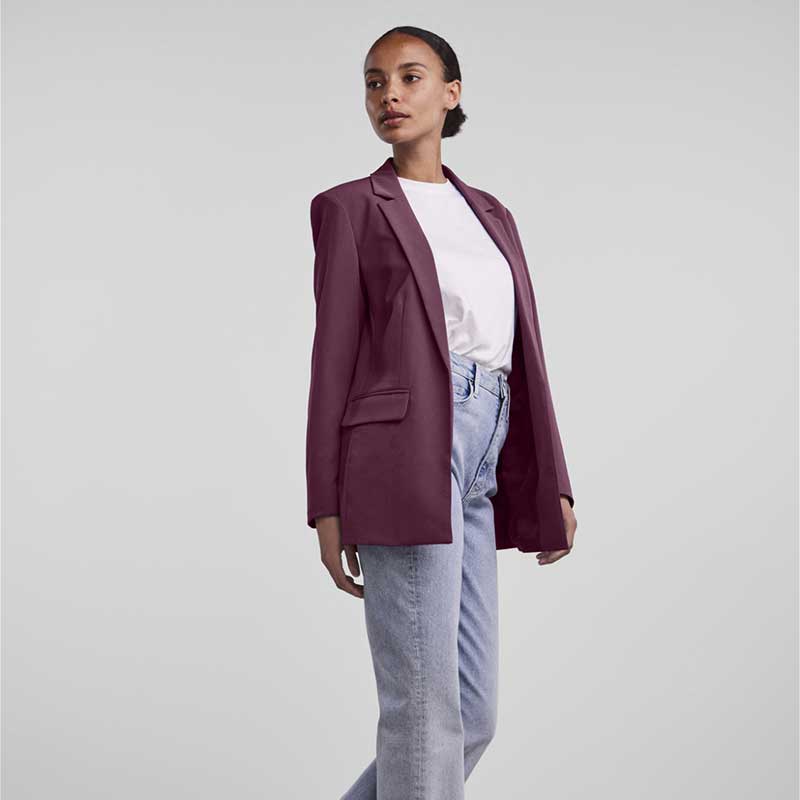 Pieces PCBozzy LS Loose Blazer Noos Grape Wine - J BY J Fashion