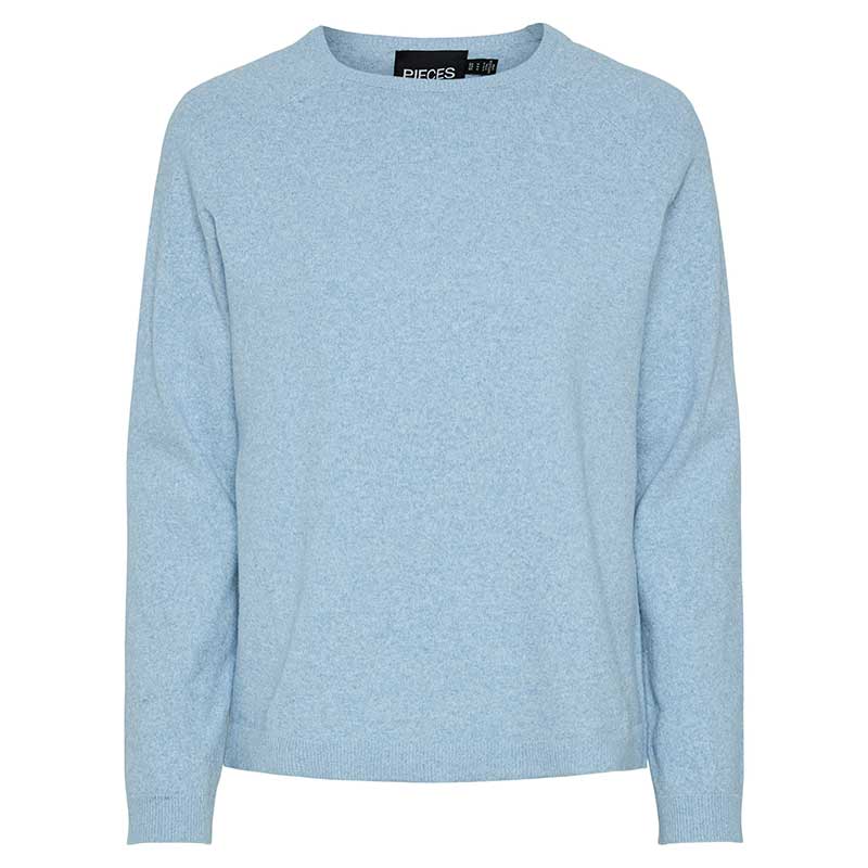 Pieces PCBree LS O-Neck Knit Noos Cashmere Blue Melange - J BY J Fashion