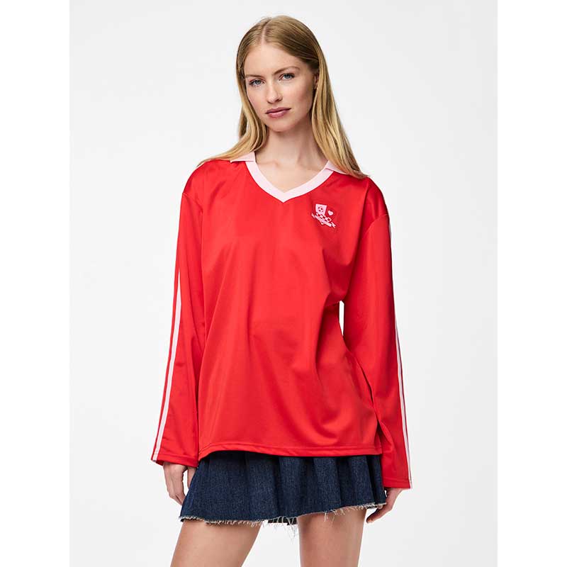 Pieces PCGrace LS Polo Shirt High Risk Red - J BY J Fashion