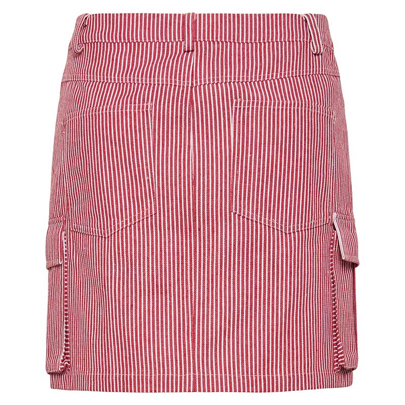 Pieces PCJayla MW Short Skirt High Risk Red Stripes Bright White - J BY J Fashion