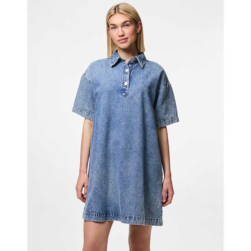 Pieces PCKenya SS A-Shape Denim Dress Noos Medium Blue